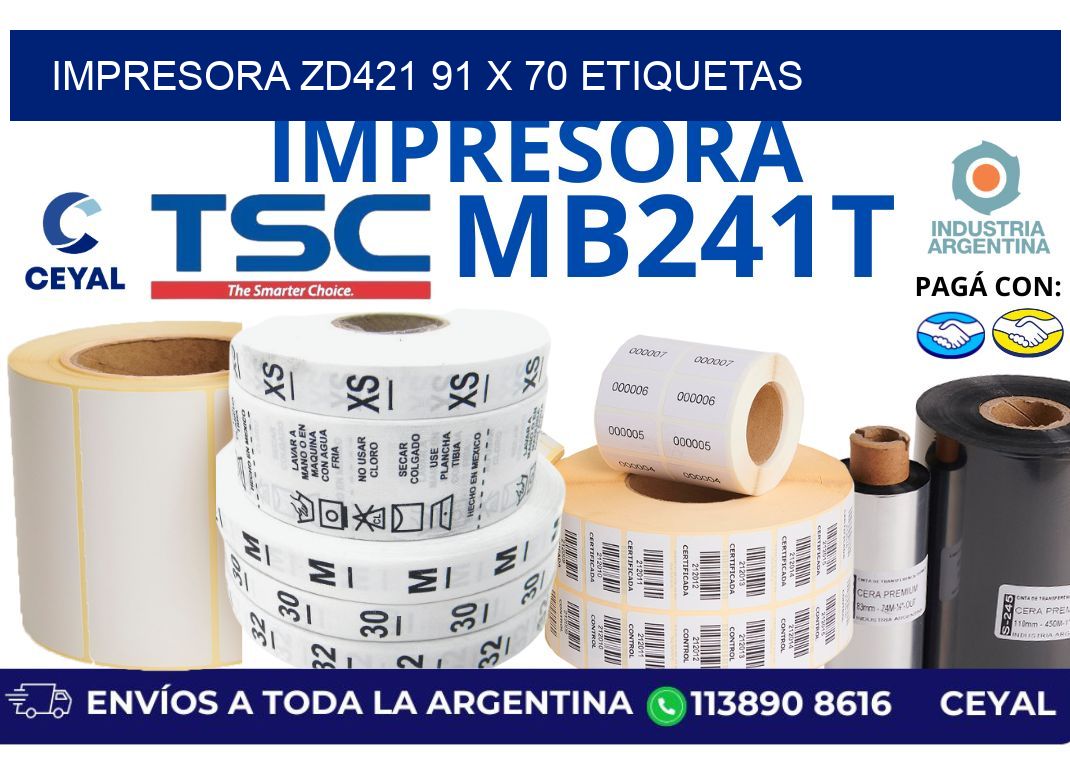 impresora zd421 91 x 70 etiquetas