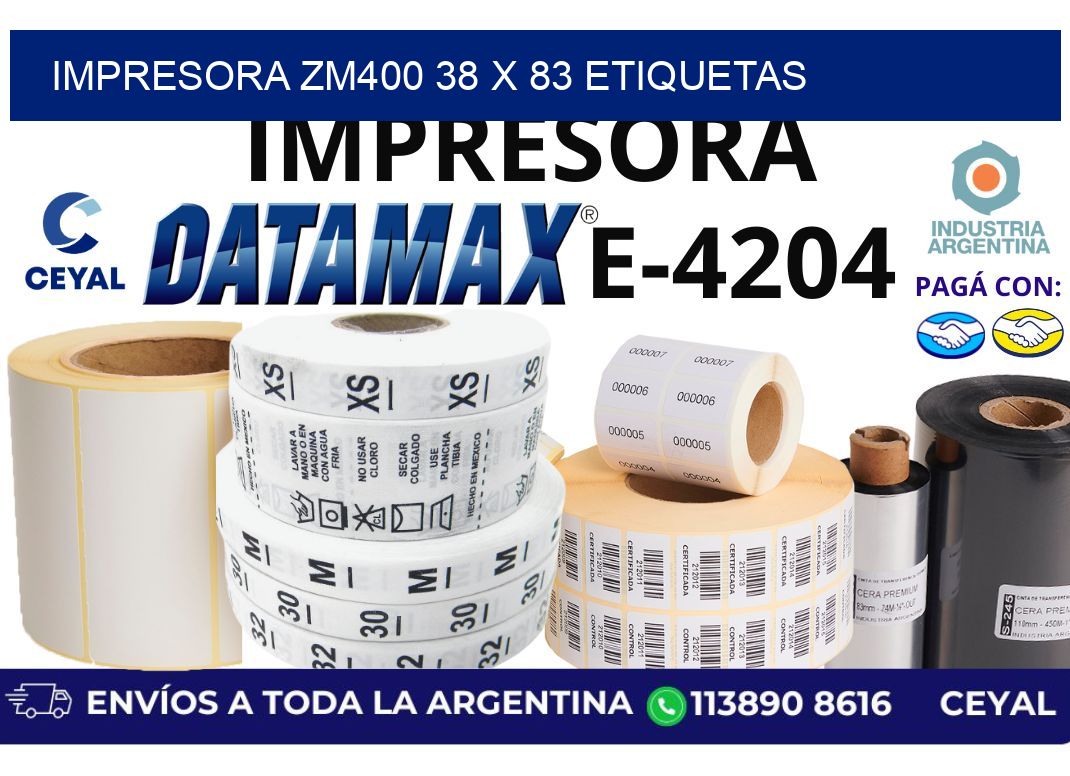impresora zm400 38 x 83 etiquetas