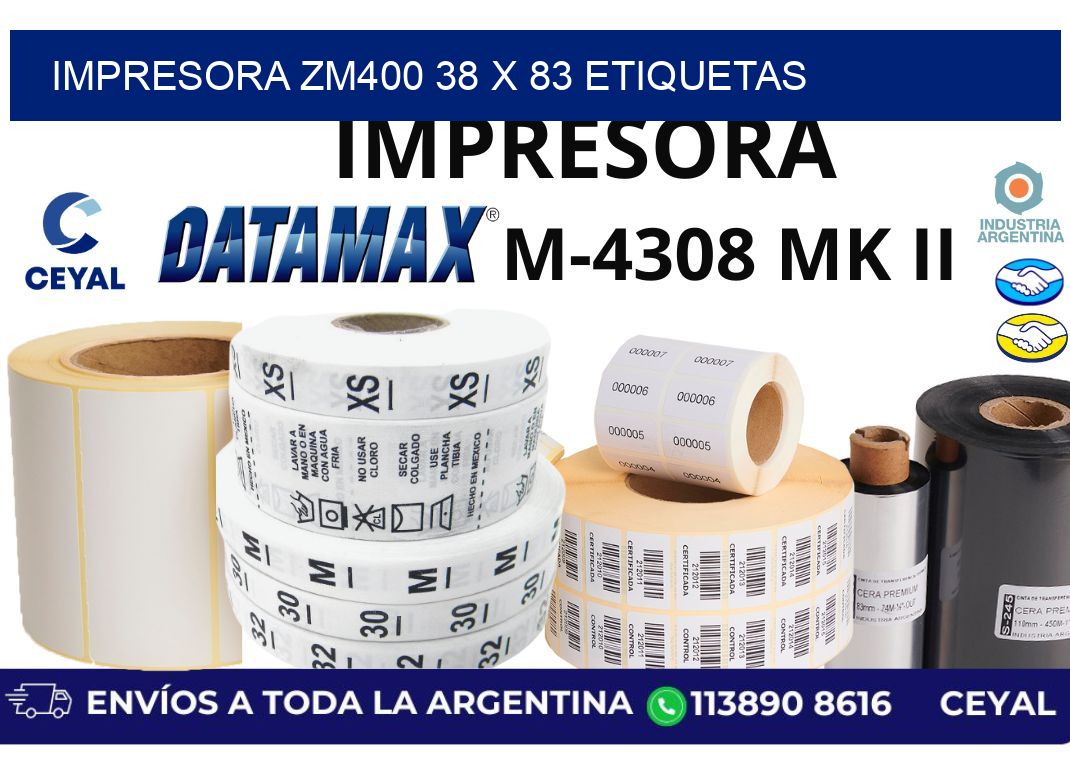 impresora zm400 38 x 83 etiquetas