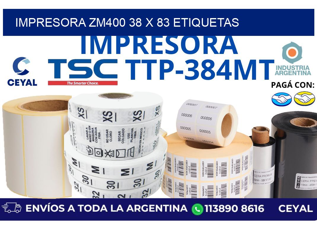 impresora zm400 38 x 83 etiquetas