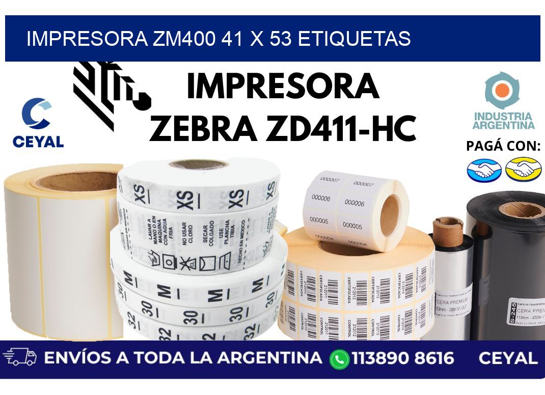 impresora zm400 41 x 53 etiquetas