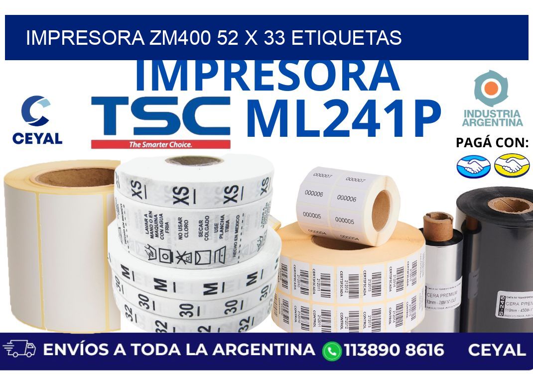 impresora zm400 52 x 33 etiquetas