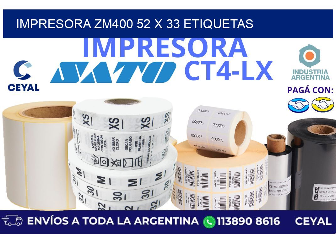 impresora zm400 52 x 33 etiquetas