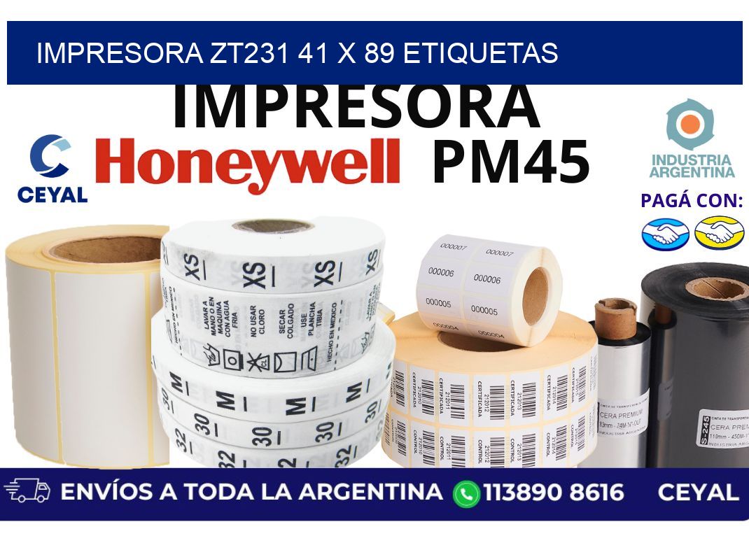 impresora zt231 41 x 89 etiquetas