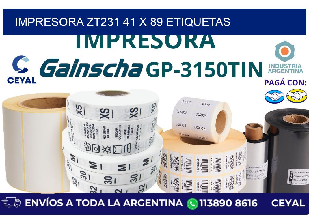 impresora zt231 41 x 89 etiquetas