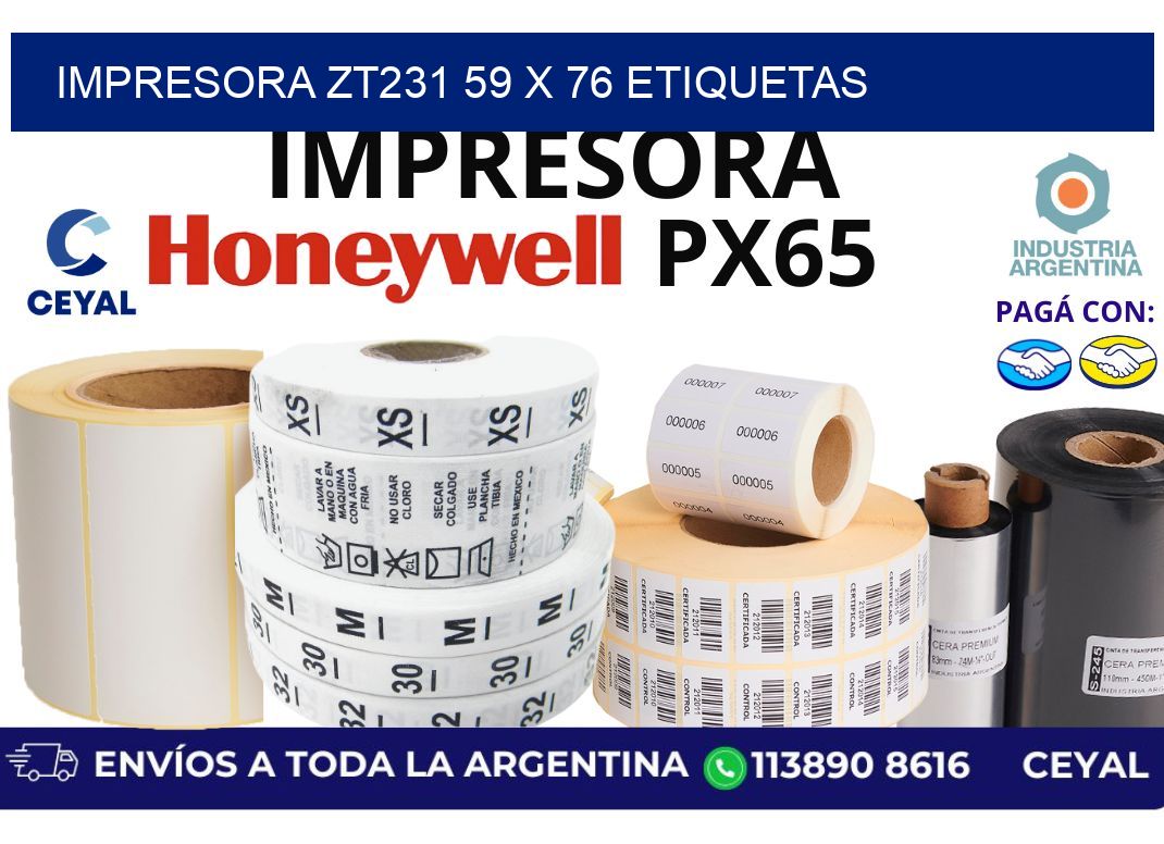 impresora zt231 59 x 76 etiquetas