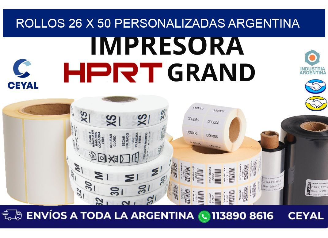 rollos 26 x 50 personalizadas argentina