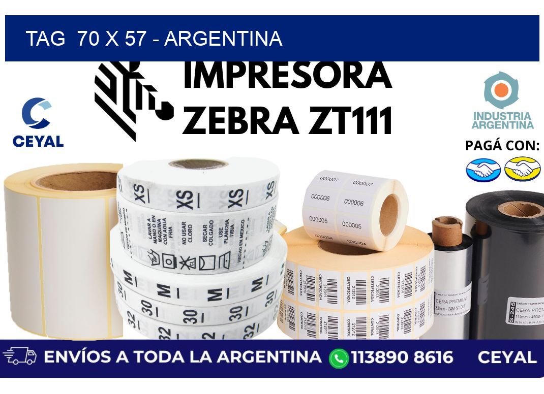 tag  70 x 57 - Argentina