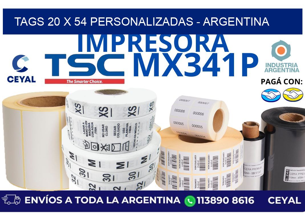 tags 20 x 54 personalizadas - Argentina