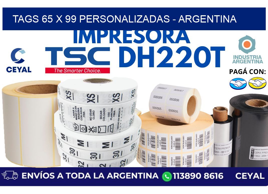 tags 65 x 99 personalizadas - Argentina