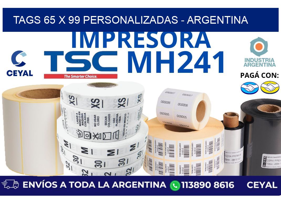 tags 65 x 99 personalizadas - Argentina