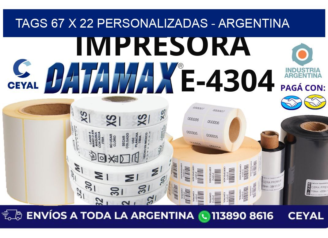 tags 67 x 22 personalizadas - Argentina
