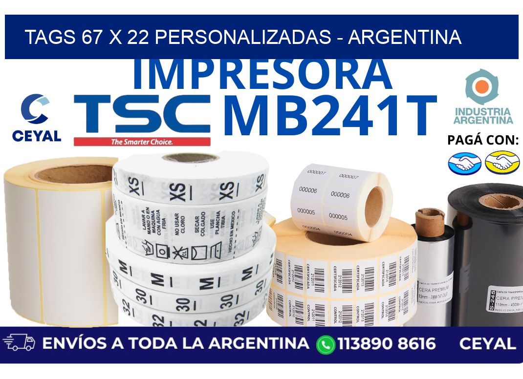 tags 67 x 22 personalizadas - Argentina