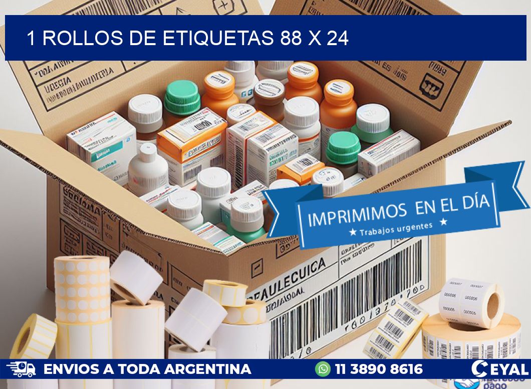 1 ROLLOS DE ETIQUETAS 88 x 24