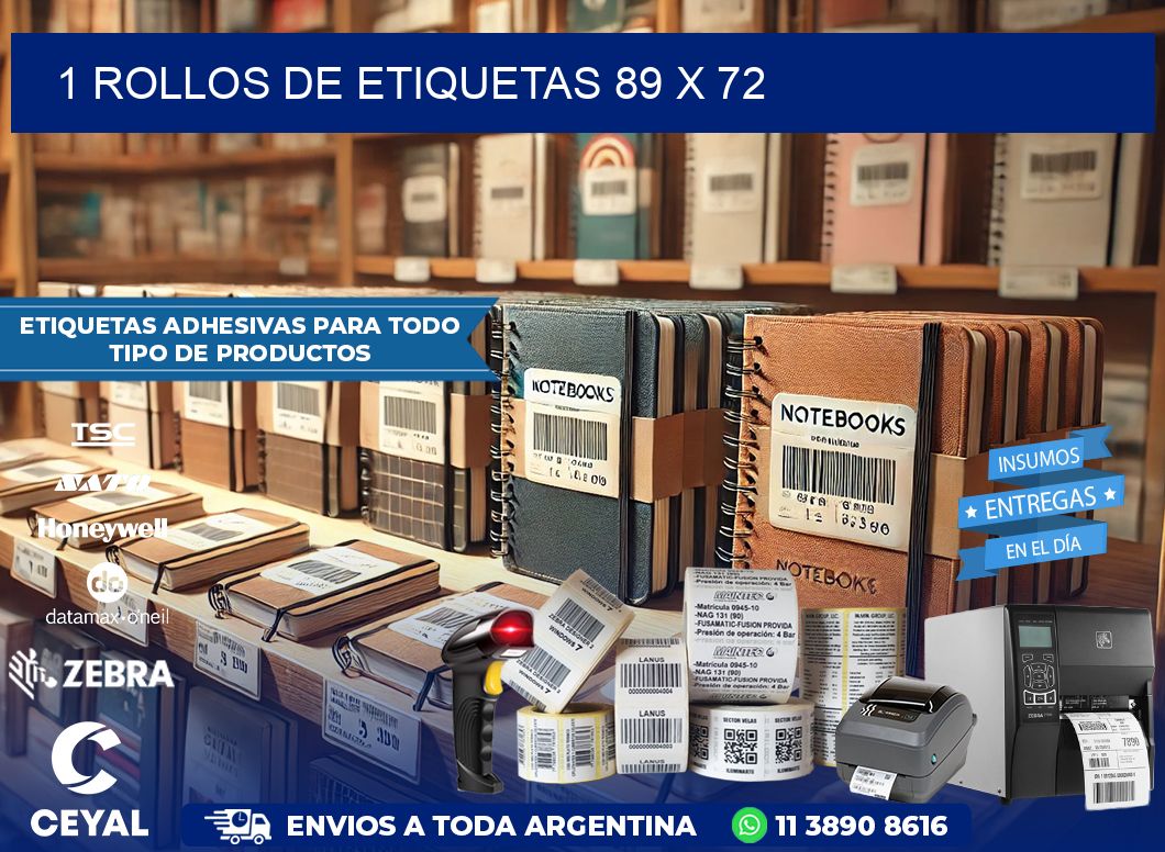 1 ROLLOS DE ETIQUETAS 89 x 72