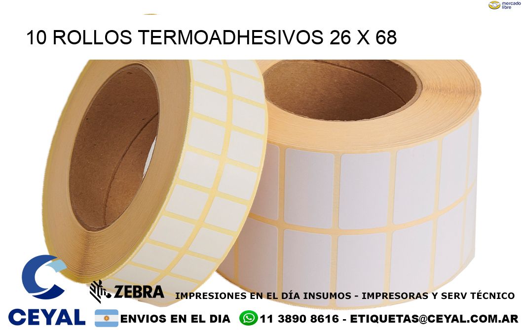 10 ROLLOS TERMOADHESIVOS 26 x 68