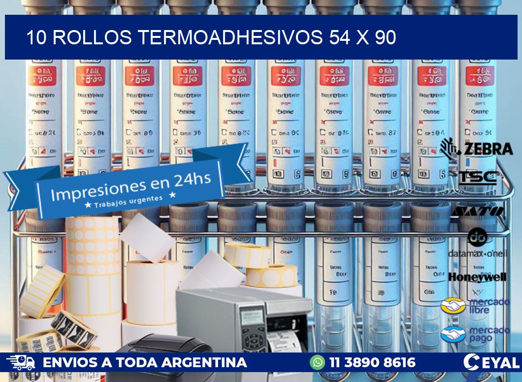 10 ROLLOS TERMOADHESIVOS 54 x 90