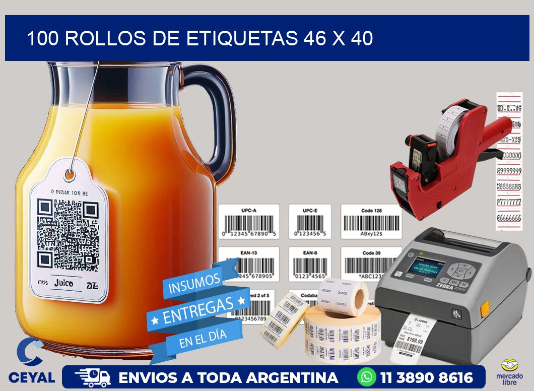 100 ROLLOS DE ETIQUETAS 46 x 40
