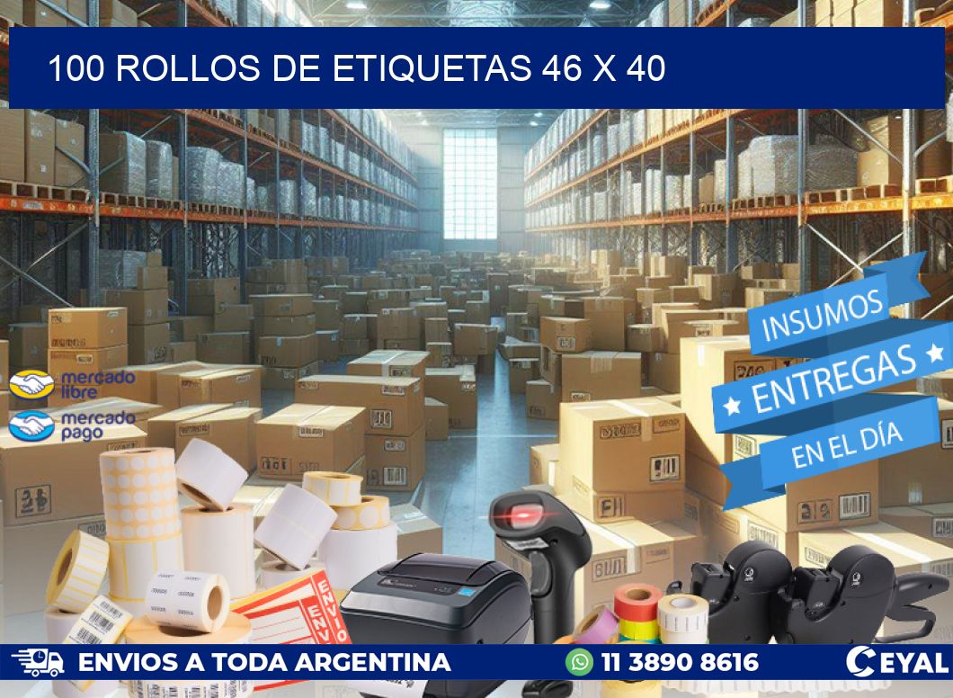 100 ROLLOS DE ETIQUETAS 46 x 40