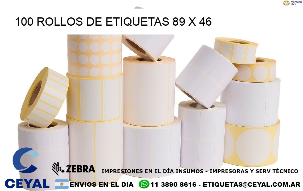 100 ROLLOS DE ETIQUETAS 89 x 46