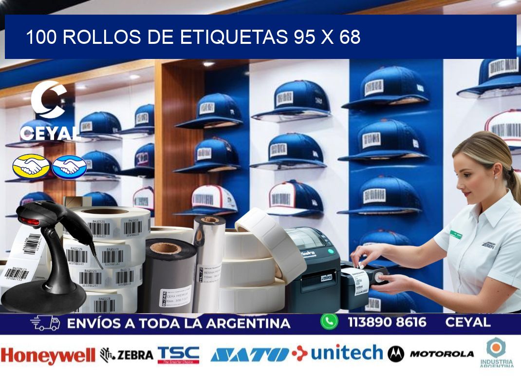 100 ROLLOS DE ETIQUETAS 95 x 68