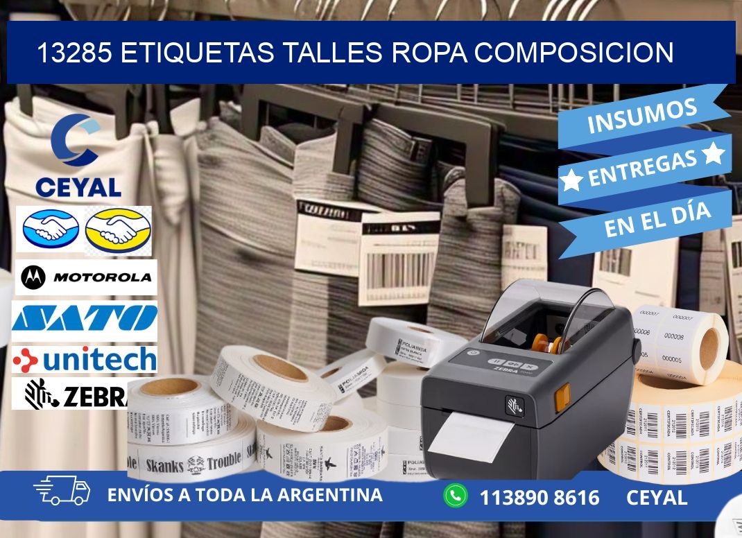 13285 ETIQUETAS TALLES ROPA COMPOSICION