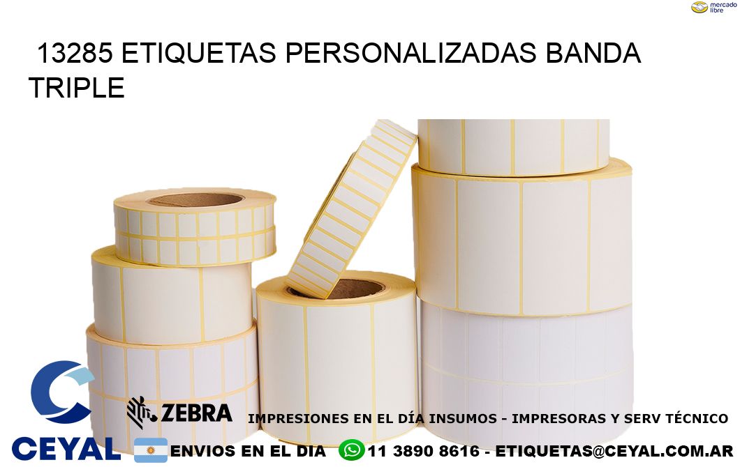 13285 Etiquetas personalizadas banda triple