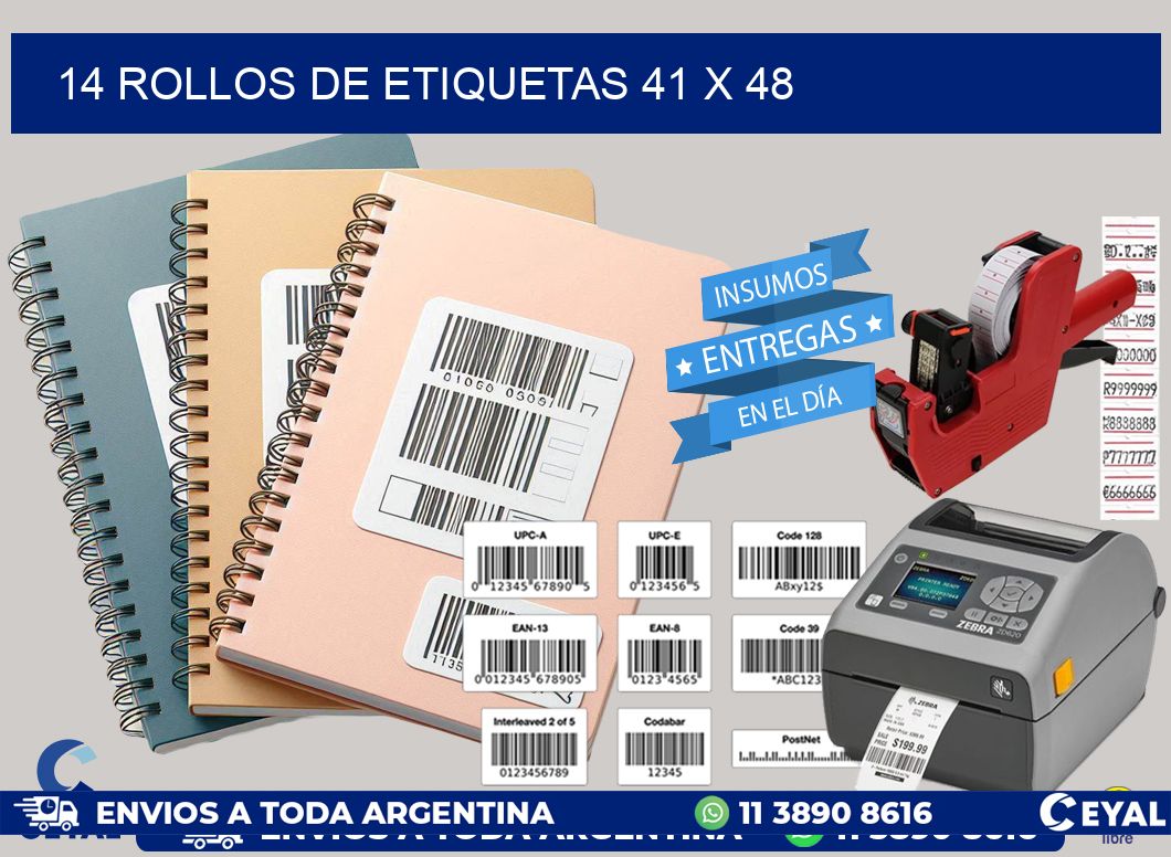 14 ROLLOS DE ETIQUETAS 41 x 48
