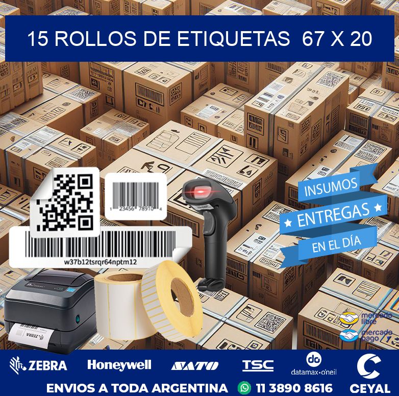 15 ROLLOS DE ETIQUETAS  67 x 20