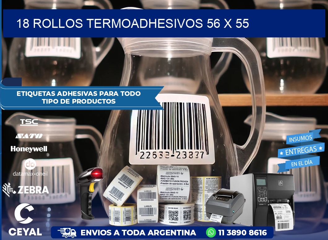18 ROLLOS TERMOADHESIVOS 56 x 55