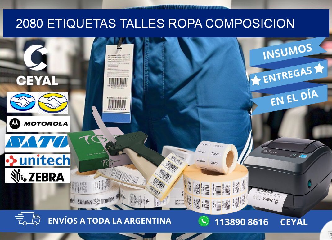 2080 ETIQUETAS TALLES ROPA COMPOSICION