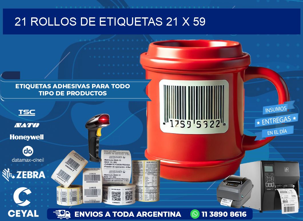 21 ROLLOS DE ETIQUETAS 21 x 59