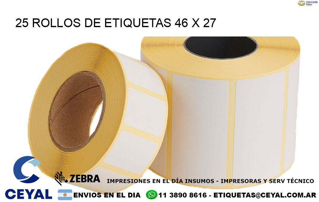 25 ROLLOS DE ETIQUETAS 46 x 27