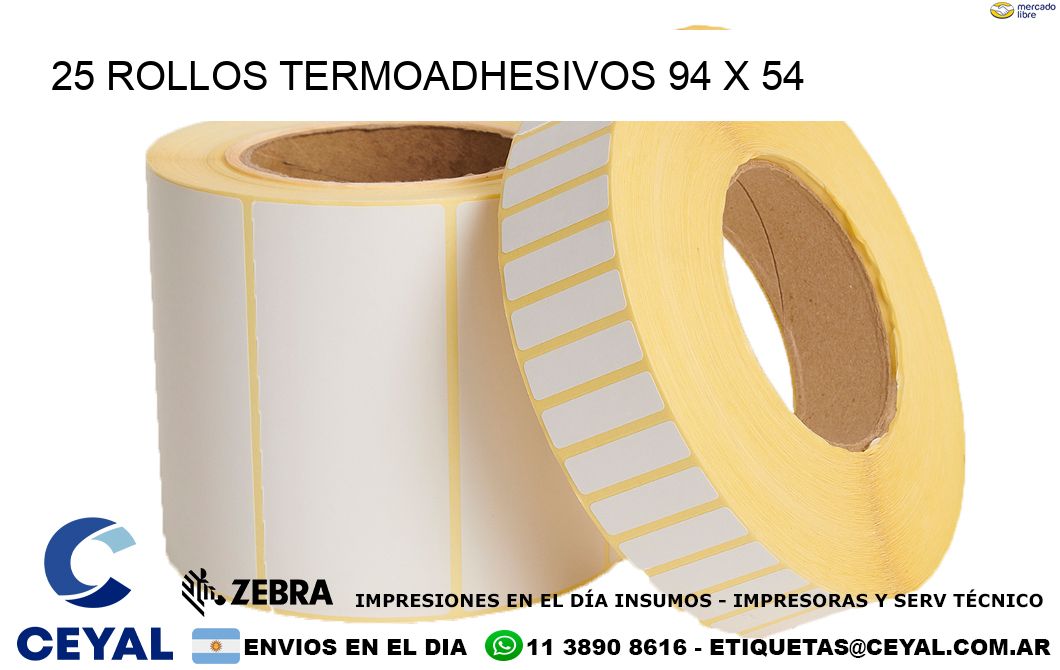 25 ROLLOS TERMOADHESIVOS 94 x 54