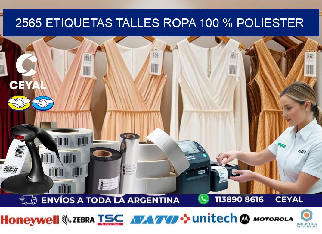 2565 ETIQUETAS TALLES ROPA 100 % POLIESTER
