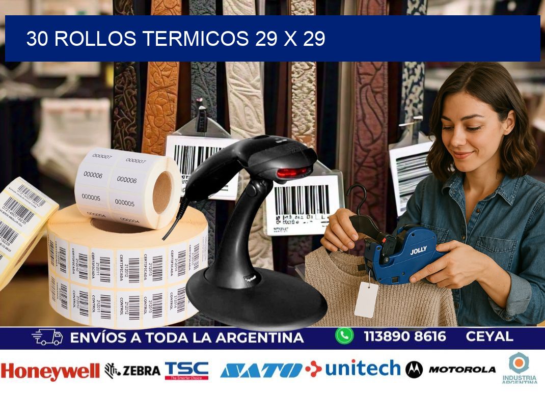 30 ROLLOS TERMICOS 29 x 29
