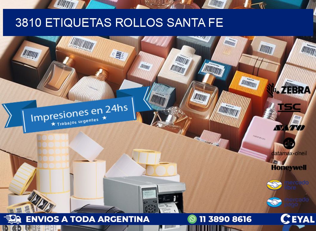 3810 etiquetas rollos SANTA FE