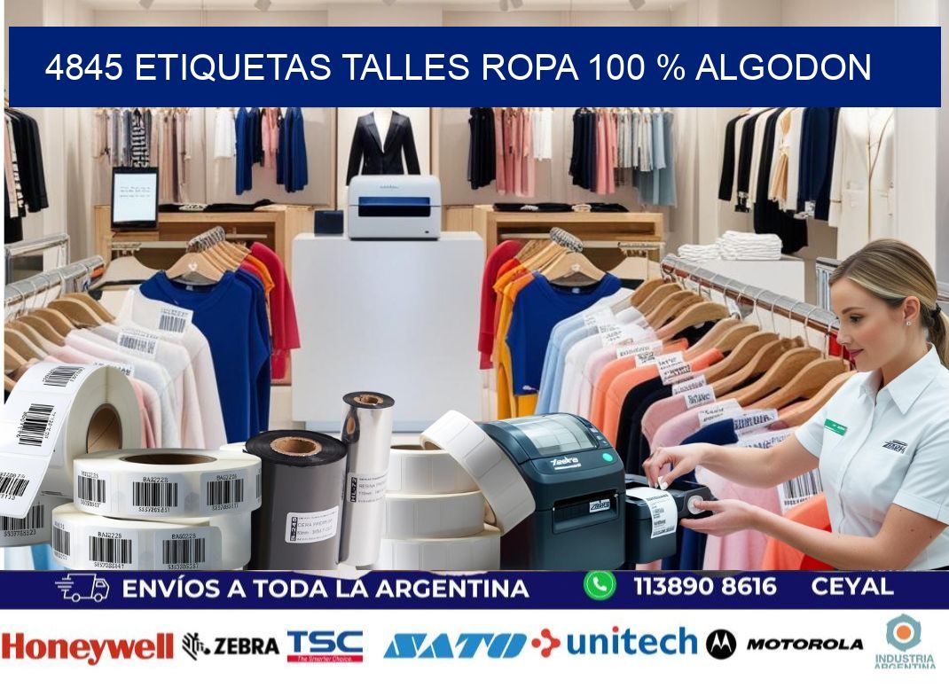 4845 ETIQUETAS TALLES ROPA 100 % ALGODON