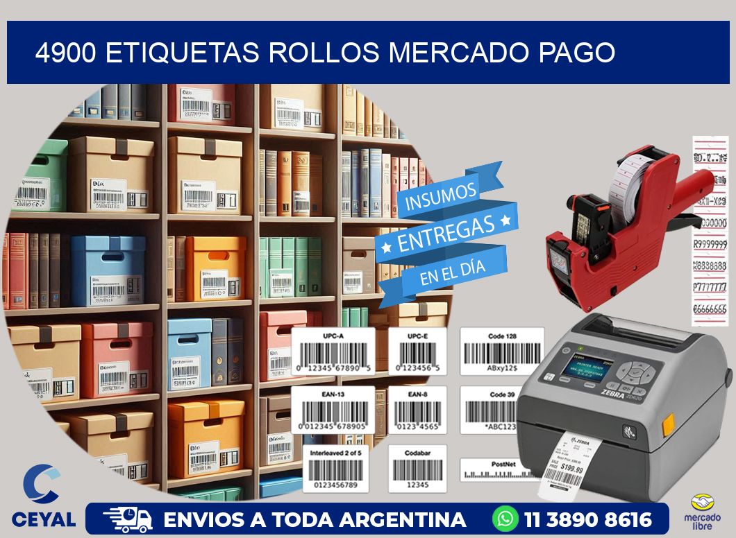 4900 etiquetas rollos MERCADO PAGO