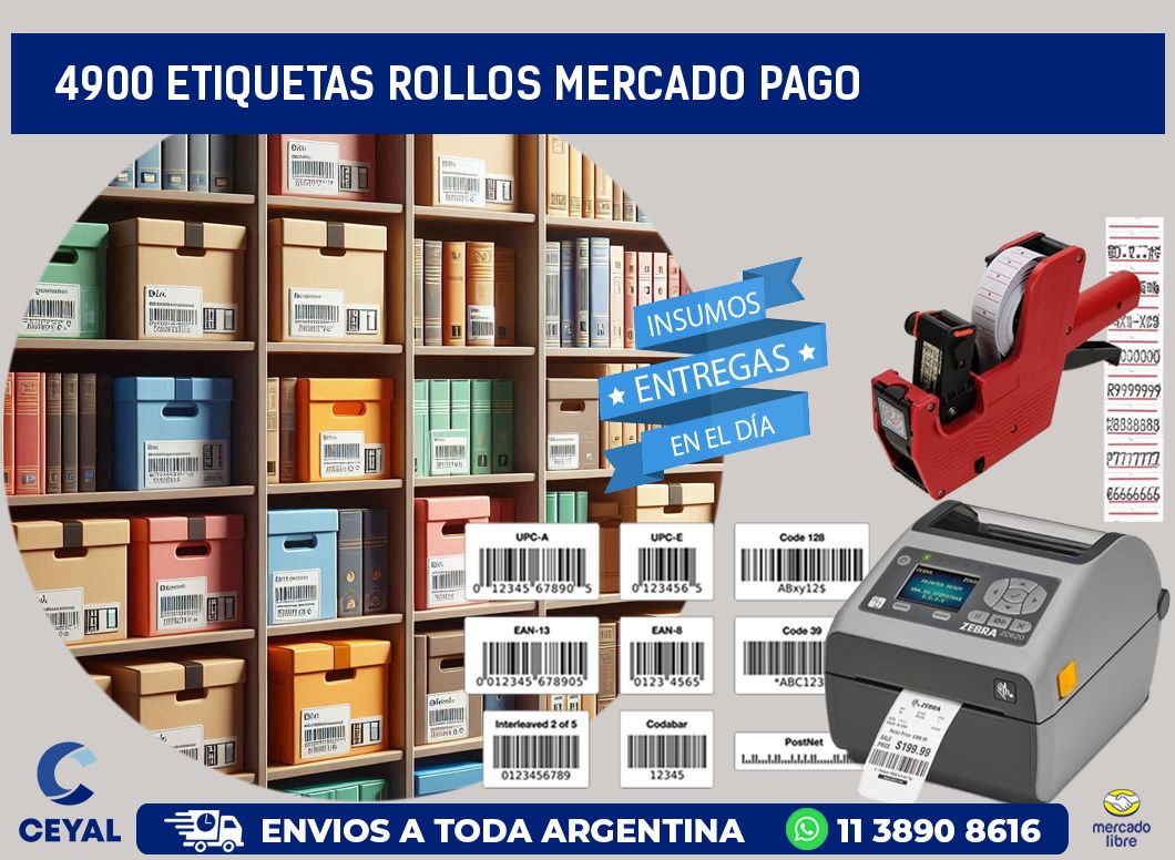 4900 etiquetas rollos MERCADO PAGO