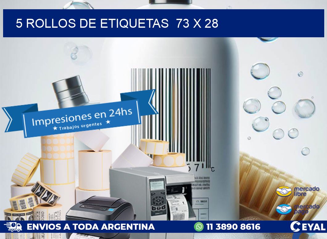 5 ROLLOS DE ETIQUETAS  73 x 28