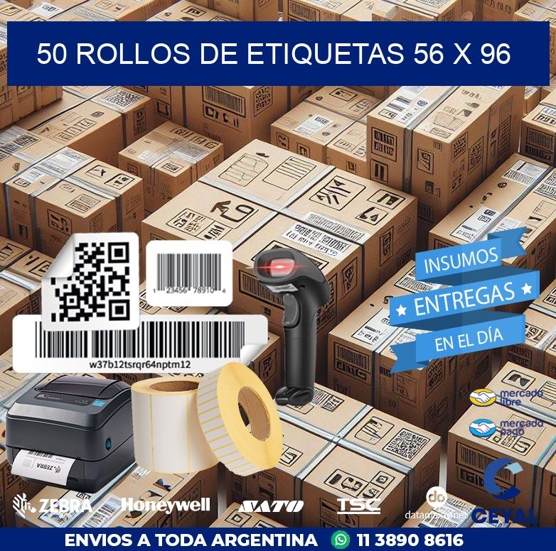 50 ROLLOS DE ETIQUETAS 56 x 96
