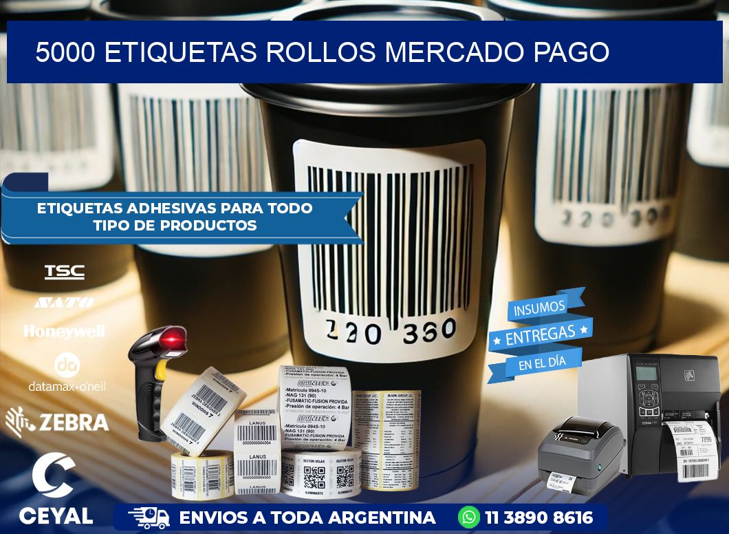 5000 etiquetas rollos MERCADO PAGO