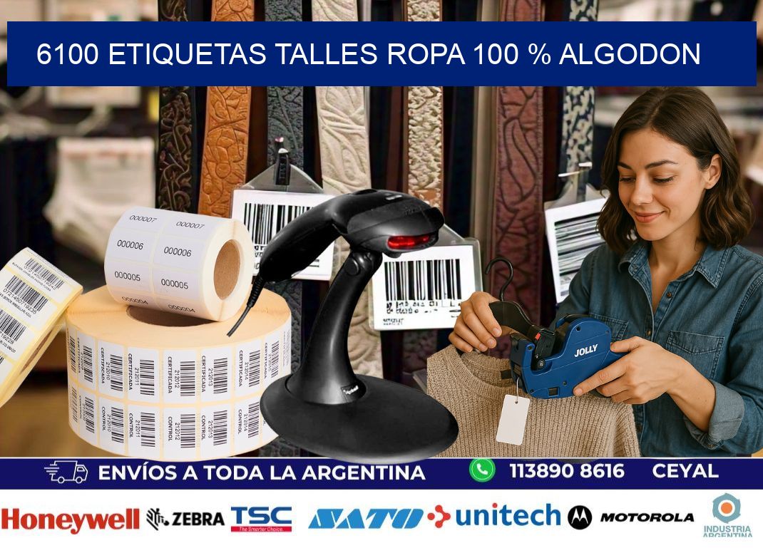 6100 ETIQUETAS TALLES ROPA 100 % ALGODON