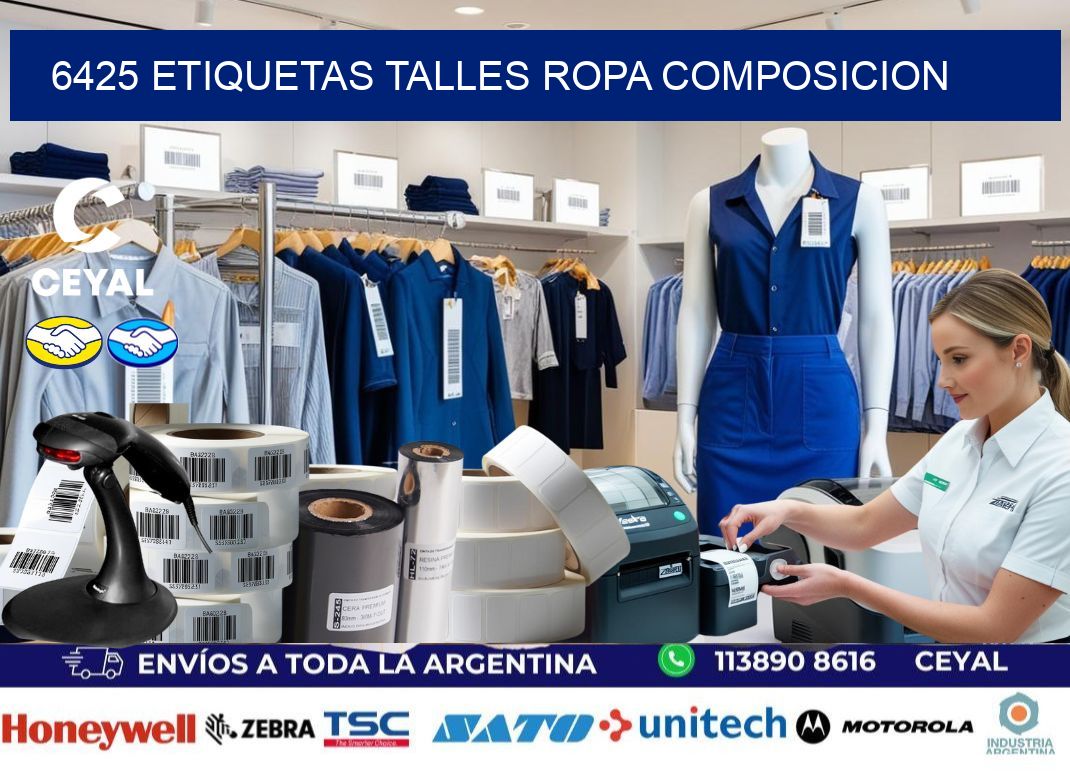 6425 ETIQUETAS TALLES ROPA COMPOSICION