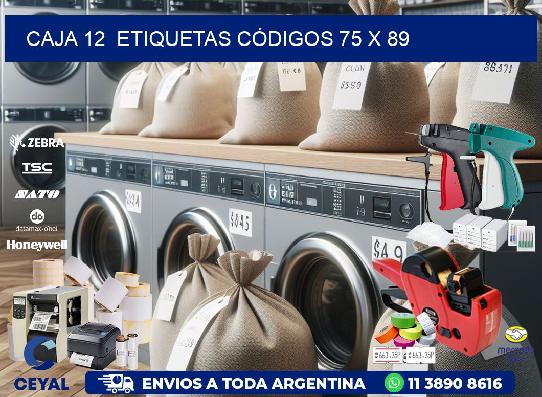 CAJA 12  ETIQUETAS CÓDIGOS 75 x 89