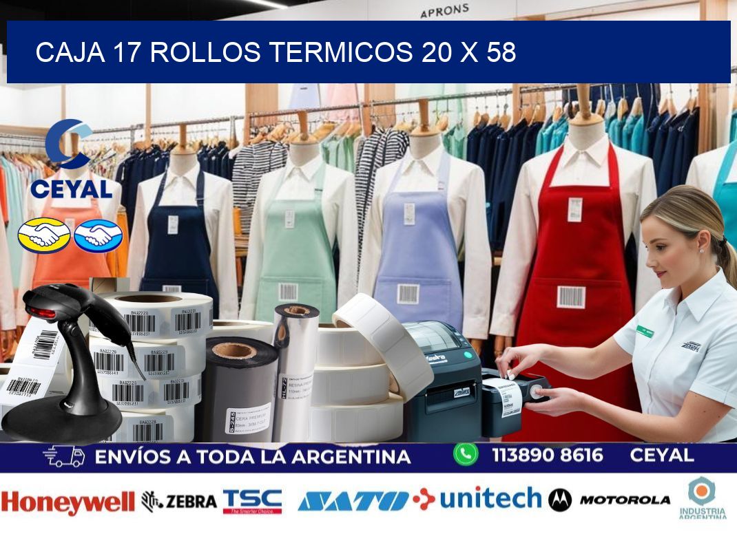 CAJA 17 ROLLOS TERMICOS 20 x 58