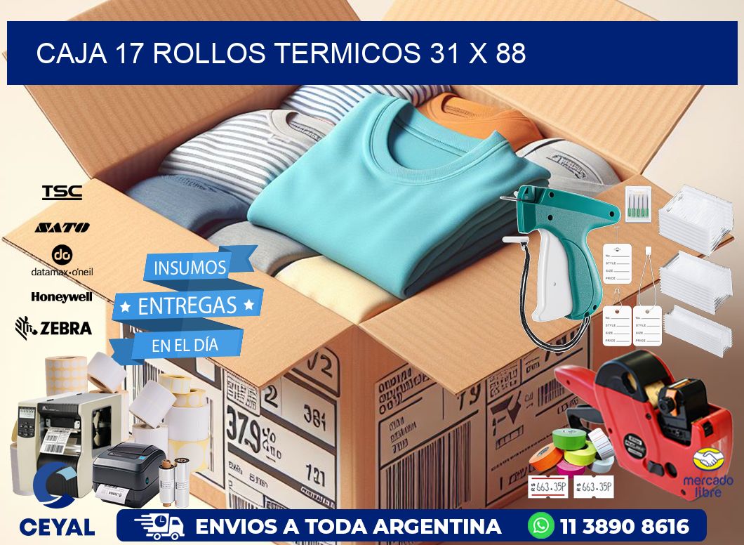 CAJA 17 ROLLOS TERMICOS 31 x 88