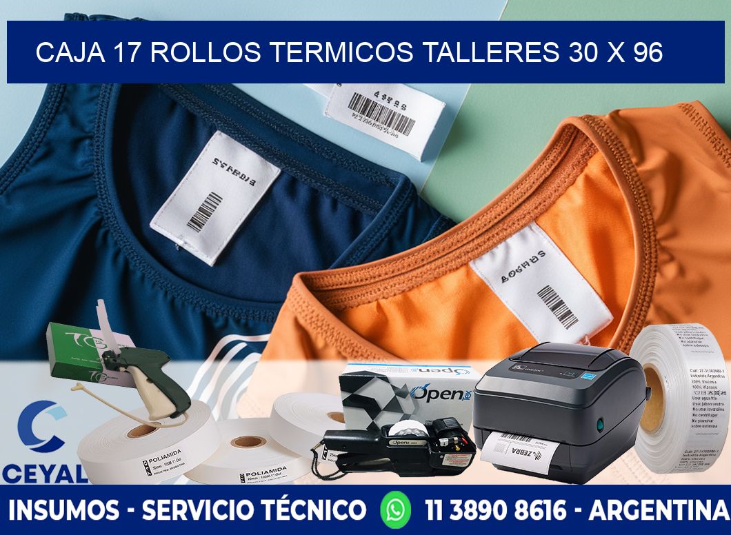 CAJA 17 ROLLOS TERMICOS TALLERES 30 x 96