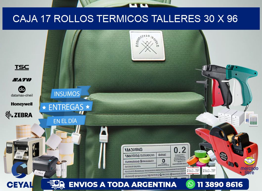 CAJA 17 ROLLOS TERMICOS TALLERES 30 x 96